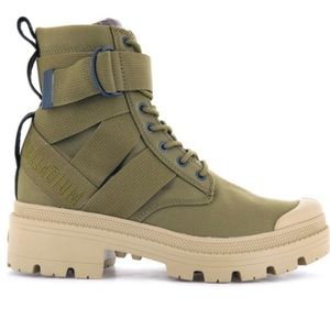 Palladium PALLABASE TACT S TX OLIVE size 7.5 vegan boot
